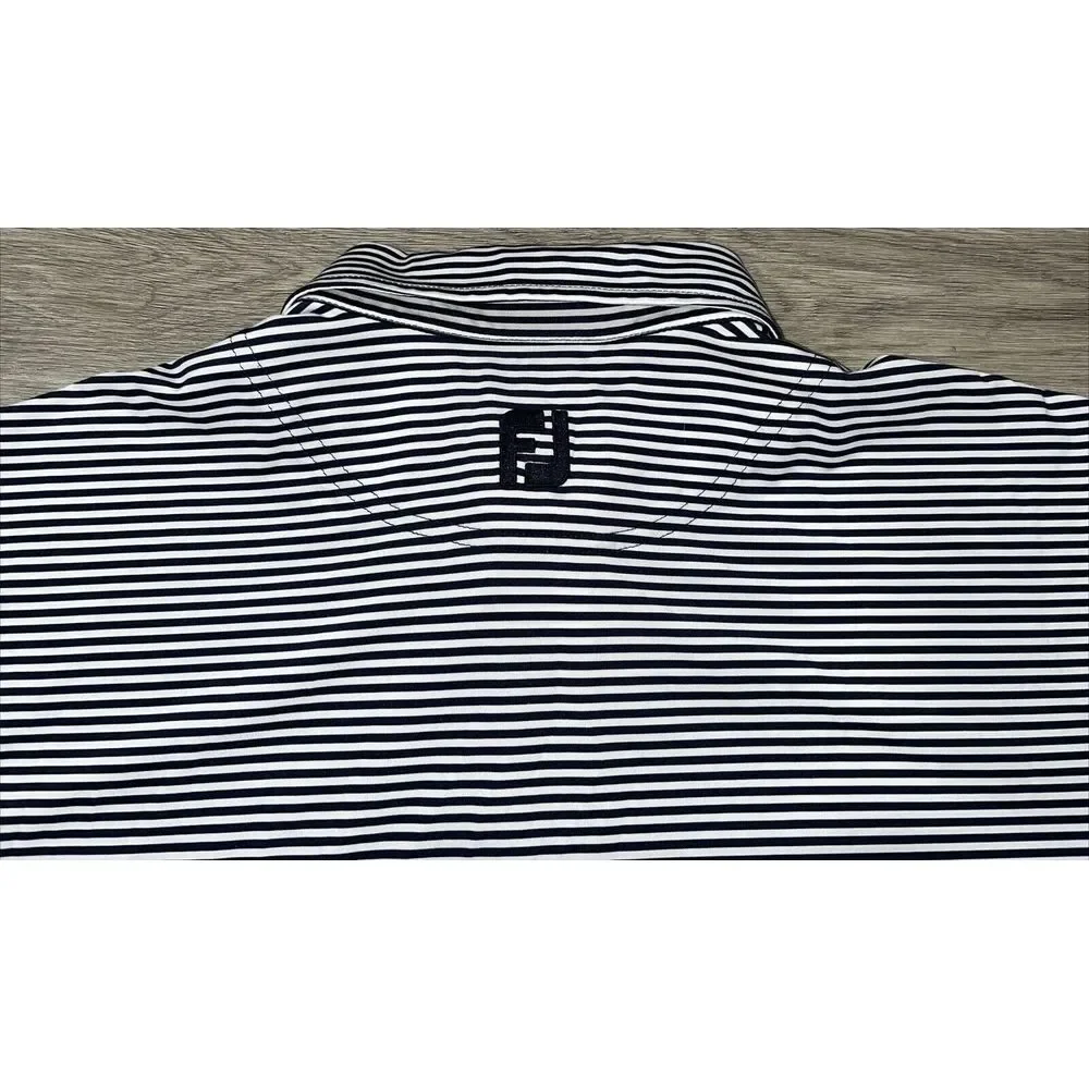 FJ Footjoy Mens Golf Polo Shirt Short Sleeve Blue & White Stripes Large - Picture 7 of 9